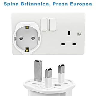 Towkom Adattatore Presa Inglese - 2 pezzi Adattatore Presa Inglese a Spina Italiana, Adattatore Spina Inglese 3250W con fusibile da 13A, Adattatore UK per Regno Unito, Irlanda, Dubai, Maldive (Tipo G)
