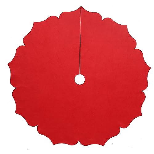 Christmas Tree Skirt,48 inch Classic Non-Woven Fabric Red Tree Skirt,for Xmas Tree and Holiday Indoor Decoration(Red, Small)