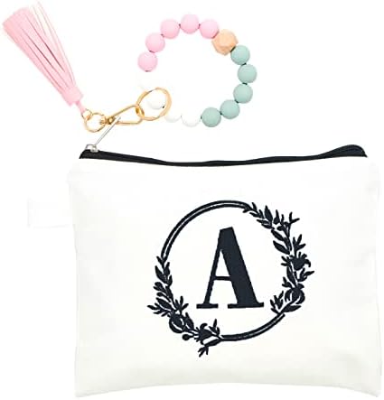 onstary Embroidered letter combination cosmetic bag，Personalized Present Bag, Suitable for Wedding, Birthday, Holiday, is a Great Gift for Women, Mom, Teachers, Friends, Bridesmaids (A)