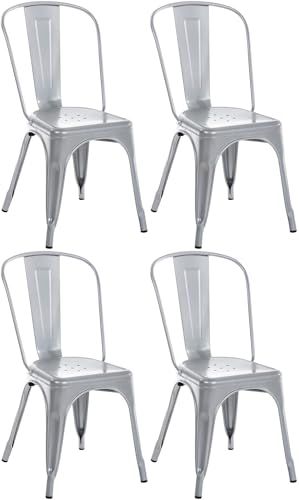 CLP Set di 4 sedie Benedikt I Sedie in Metallo, impilabili e Facili da Pulire I Sedie impilabili, carico Massimo 200 kg, Colore:Argento