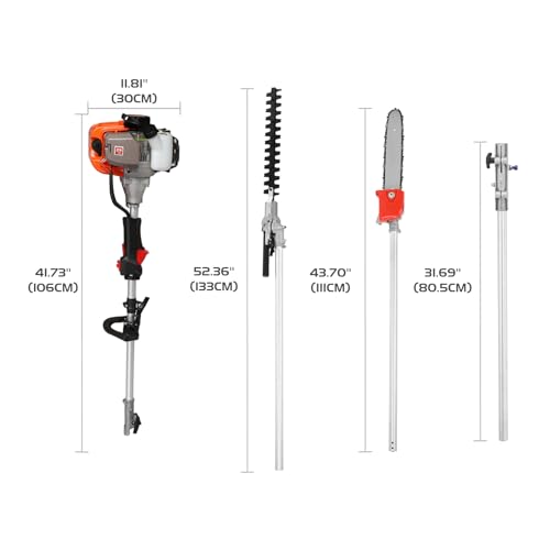 New-Type 5 in 1 Gas Weed Eater 52cc 2-Stroke,Multi-Functional Gas Weed Wacker with Hedge Trimmer Chainsaw Brush Cutter,Gas String Trimmer 2.3Kw/9500 RPM for Garden Lawn Care.(3 Years Warranty) - Thumbnail 7