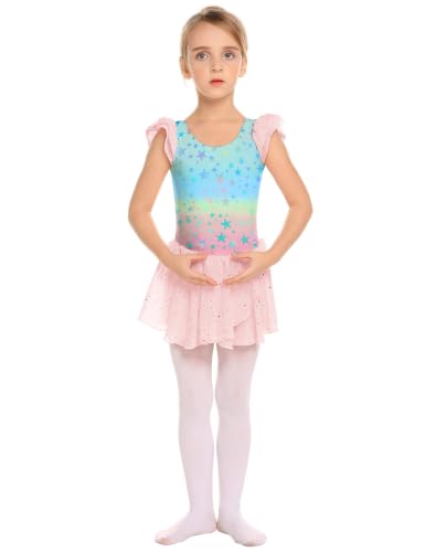 Image of Arshiner Girls Ruffle Sleeve Ballet Dance Dress Tutu Skirted Leotard