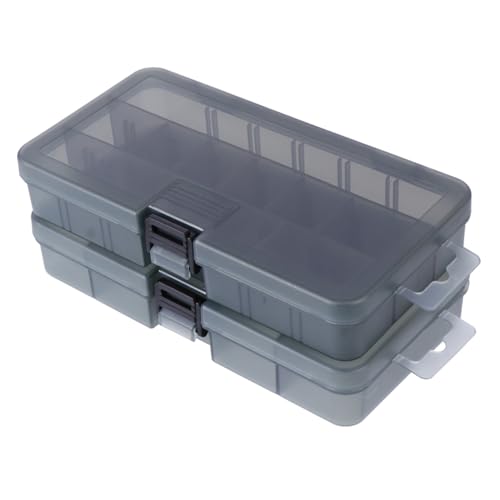 HOLIDYOYO 2Pcs Utility Storage Boxes for Fishing Tackle Durable Transparent Lure Tray with Dividers for Organizing Baits and Accessories Impact Resistant Design for Anglers