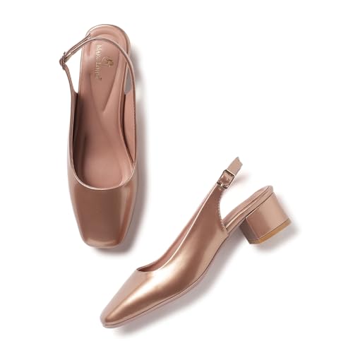 Image of Marc Loire Women Square Toe Solid Block Heel Pumps for Office, Party and Formal Wear