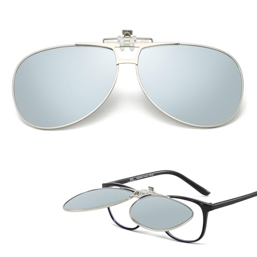 Image of Trysee Polarized Clip on Sunglasses Over Prescription Glasses Aviator Style UV400 Protection Flip Up TS-CO-013