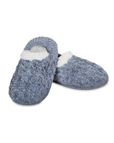 MeMoi Women's Classic Cable Knit Chenille Non-Skid Slipper