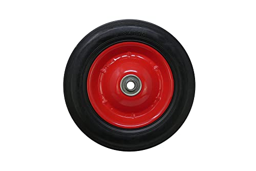 Shepherd Hardware 9636 8-Inch Semi-Pneumatic Rubber Tire, Steel Hub with Ball Bearings, Ribbed Tread, 1/2-Inch Bore Centered Axle - Thumbnail 2