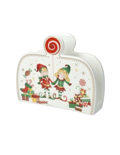 BRANDANI Brandani 84571 ElFOMAGY Porcelain Napkin Holder, 14.5 x 4 x 12 H cm