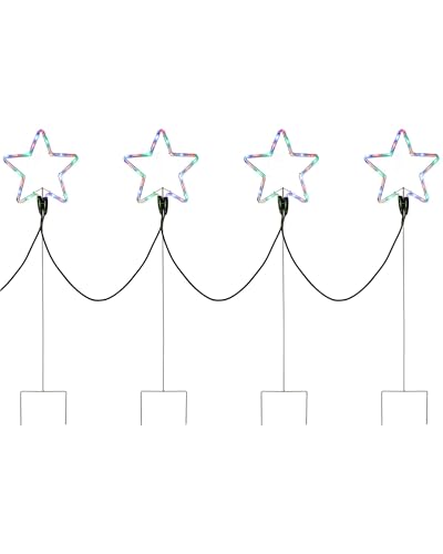 WeRChristmas Pre-Lit LED Flashing Multi-Coloured Star Rope Light Silhouettes, 120 cm - Large, Set of 4