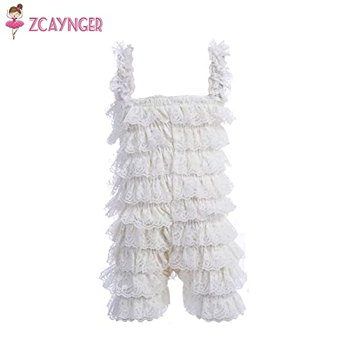 Baby Girls Bowknot Lace Folds Romper And Headband (S(3-6Month), Beige) #TOP3