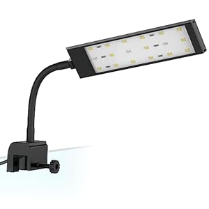 NICREW JTL Fish Tank Clip-On Light, Clamp Aquarium LED Light with 2 Lighting Modes, 360° Adjustable Light Arm, Fit 20L Aquariums, 18 LEDs, 7W