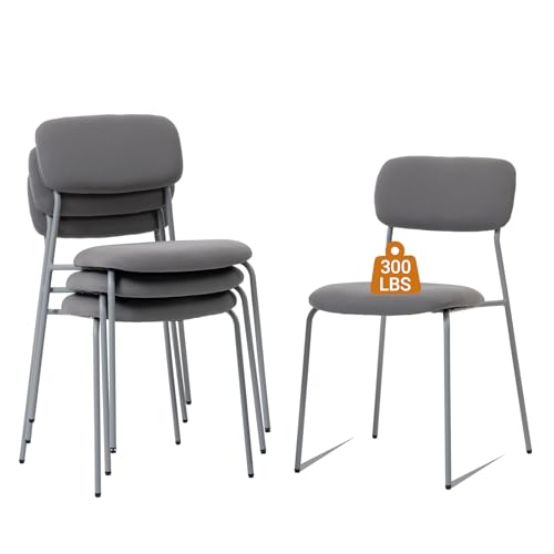 Image of Sidanli Reception Chair Set of 4, Stackable Waiting Room Seating for Office, Lobby, and Guest Use, Grey