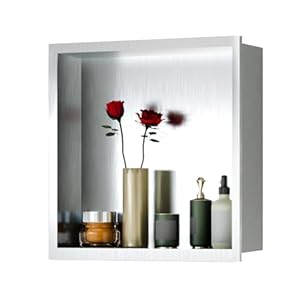 GAOMON Shower Niche 12X12 Inch, Stainless Steel, Storage for Shower Wall, No Tile Needed Recessed Design, Rectangle Recessed, Shower Installation Kits for Bathroom Living Room Kitchen