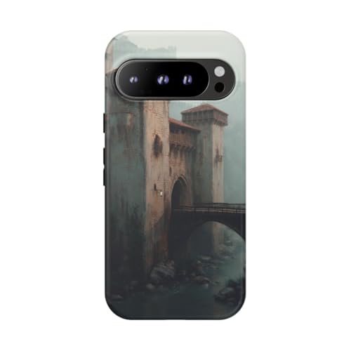 Coque Google Pixel 9 Pro marron rigide mate motif château médiéval