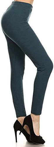 Leggings Depot 1” Waistband High Waisted Solid Leggings for Women(Full Length, Forestteal, Plus Size)