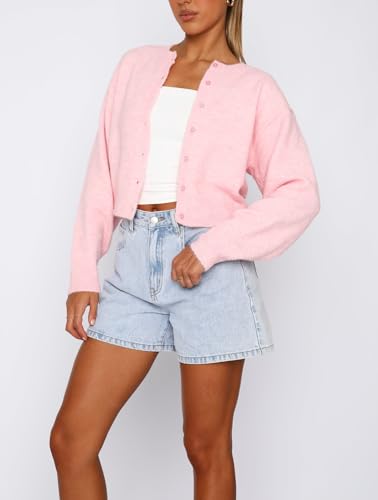 Image of Women's Cardigans Button Down Solid Color Knit Sweater Shirt Lady Lightweight Jackets Fall Winter Outfits