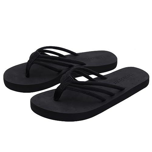 La Mejor Recopilación de Sandalias de Playa del mes. 47 Harssidanzar Chanclas femeninas ligeras y cómodas en la playa de verano con sandalias y soporte de arco KL221EU,Negro,Talla 235MM