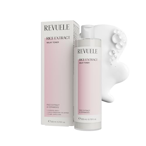 REVUELE Tonico Lattiginoso Viso con Estratto di Riso – Idrata e Nutre, Rinforza la Barriera Cutanea con Ceramidi, Pelle Morbida, Rimpolpata e Luminosa, Formula Delicata, 200 ml