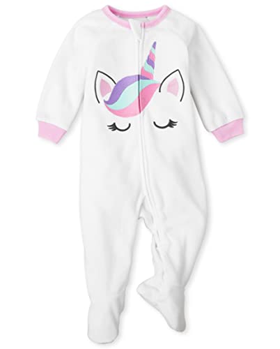 The Children's Place Baby Toddler Girls Fleece Zip-Front One Piece Footed Pajama, Unicorn Graphic, 3-6 Months #TOP25