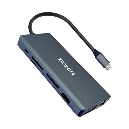 Image of ZEORGIA USB-C Docking Station with Wireless Charging Pad, 4K HDMI, VGA, Gigabit Ethernet, 100W PD, USB 3.0, Audio, SD /TF | Universal Dock for Laptop & Tablet (ZEORG 13 in 1)