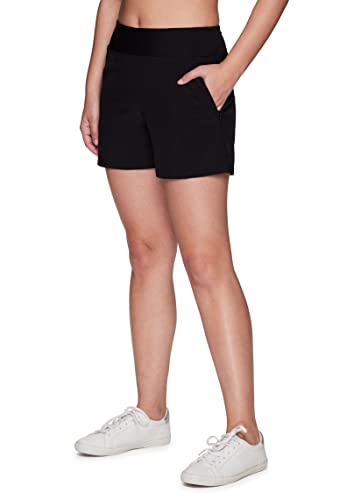 Rbx Walking Shorts For Women Quick Drying Woven Hiking Short With Pockets Easy Fit Workout Shorts Flat Front Shorts Athletic Fit Running Short For Walking, Golf, Running, Travel Wear Black Knit Wb S #TOP3