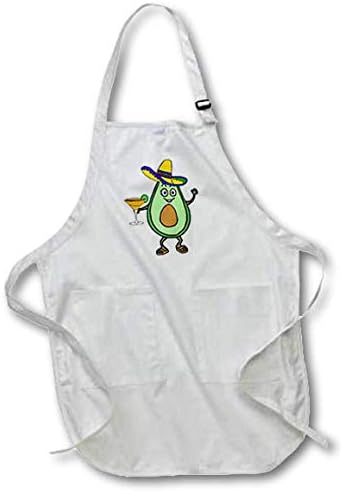 3dRose Full Length Apron - Funny Cute Avocado Man Drinking Margarita Wearing Sombrero and Sandals (apr_315254_1)