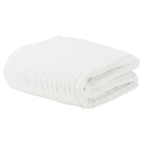 babeine Baby Muslin Bath Towel Hooded 35"x35", 100% Soft Cotton Towel for Newborn,Toddler,Infant,Absorbent & Hypoallergenic Baby Gift for Boys & Girls, White