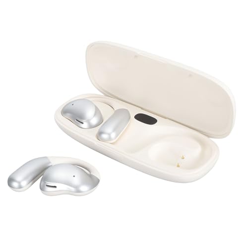 Jectse Auriculares Abiertos, V5.4 HiFi Sound IPX7 Resistentes Al Sudor, Auriculares Inalámbricos Ligeros con Tiempo de Reproducción de 12 Horas con Ganchos para Las Orejas (Blanco