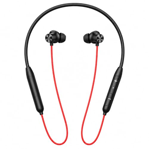 Image of Bullets Wireless Z2 for OnePlus Portable Bluetooth Neckband Earphones with Magnetic Eartips and Built-in Microphone, Portable Flexible Neckband for Calls, Music and Office Use,-(Red)
