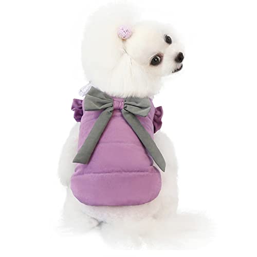 Abrigo de perro pequeño para evitar temblores chaqueta morada suave L 6