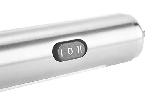 RÖSLE Multischäumer, Hochwertiger elektrischer Aufschäumer für Milchschaum und Vinaigrettes, mit 2 Geschwindigkeitsstufen, Edelstahl 18/10, Silberfarben / Schwarz