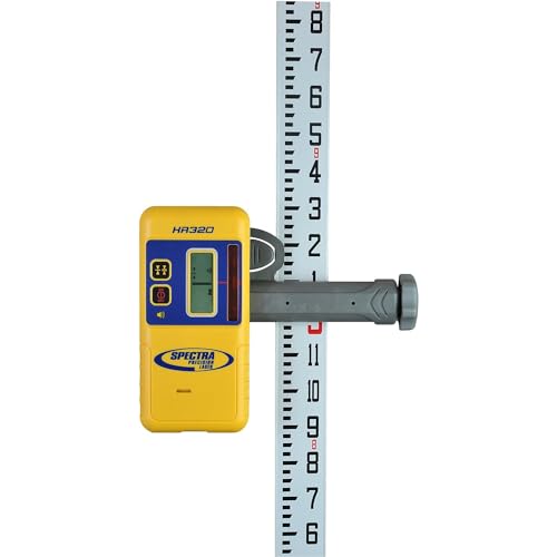 Spectra Precision HR320 Laser Receiver with C59 Rod Clamp, Front & Rear LCD Displays, Loud Speaker, Waterproof, Red