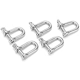 Acouto 5 Pcs M6 Stainless Steel D Shackle Rigging Hooks –, Lightweight and for Marine, Household and Industrial Use