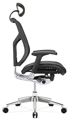 Gm Seating Dreem Xl Ergonomic Mesh Executive Hi Back, Swivel Chair, Chrome Base With Headrest, Black, Seat Slide, Passive Lumbar Support #TOP4