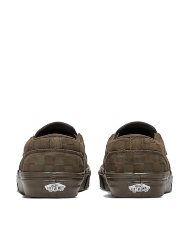 Vans Men's Asher Slip-On Shoe | Comfortable Sneakers for Walking, Fashion & Everyday Wear, Embossed Suede Coal Brown, 10.54