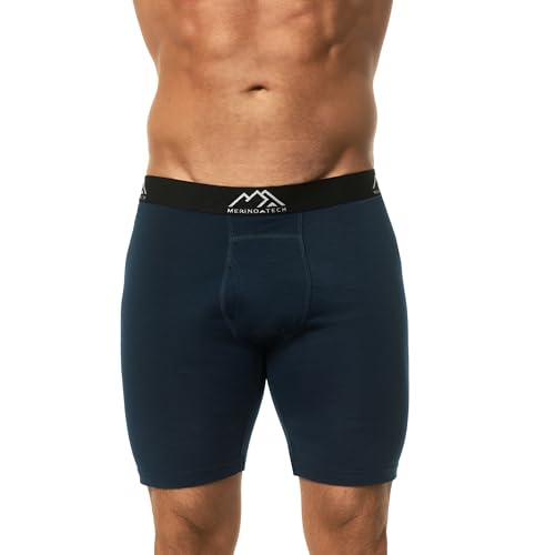 Merino Wool Boxer Briefs Breathable Dry Fit (Navy 1 Pack, Small)
