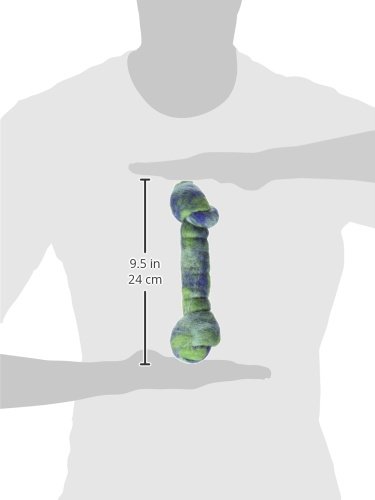 One Pet Planet Wool Knotted Bone Chew Toy, 8.5-Inch, Green