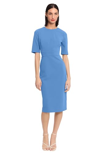 Image of Donna Morgan Women's Curved Waist Seam Crepe Workwear Dress Career Office Desk to Dinner Event Occasion Guest of