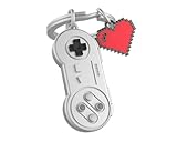 NETPROSHOP Retro Schlüsselanhänger Game Controller mit rotem Herz - Accessoire für Gamer und Fans des klassischen Gaming-Style