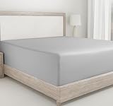 California Design Den 400 Thread Count 100% Cotton 1 Fitted Sheet Only, Light Grey Queen Fitted Sheet, Long - Staple Combed Pure Natural Cotton Sheet, Soft & Silky Sateen Weave