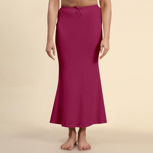 Jaanvi Modische Damen-Saree aus Lycra, Fischschnitt, Shapewear, Petticoat, Rock, bequem, Inskirt, Rubinrosa, S