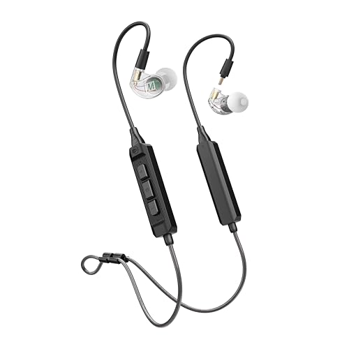 Image of MEE audio M6 PRO Musicians' In-Ear Monitors Wired + Wireless Combo Pack: Includes IEMs, 2 Audio Cables and BT3 Hi-Res Bluetooth Audio Adapter w /aptX, LDAC, Auracast Support, & Built-In Headset (Clear)