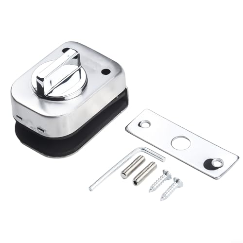 Pestillo de acero inoxidable para puerta de vidrio sin perforaciones para balcón y baño, juego de fijación al suelo con cerradura, refuerzo, tornillos y llave inglesa