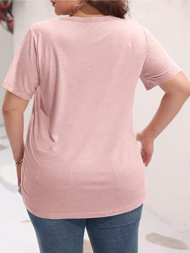 Womens Plus Size Tunic T Shirts Short Sleeve Round Neck Soft Loose Shirts Summer Casual Tops with Pocket3