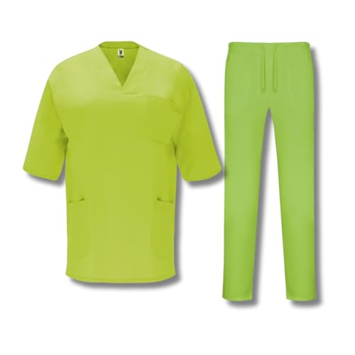 ROLY Uniforme Sanitario Unisex, Casaca Sanitaria, Pijama Sanitario Mujer, Uniforme Limpieza, Ropa de Trabajo, Pijama Enfermera Mujer (FR/ES, Letras, S, Regular, Regular, 2, Pistacho 28)