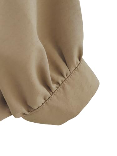 AKODOZO Womens Puffed Bomber Oversized Jacket Batwing Sleeve Streetwear Lapel Collar Zip Front Pleated Blouse Shirts — view 6