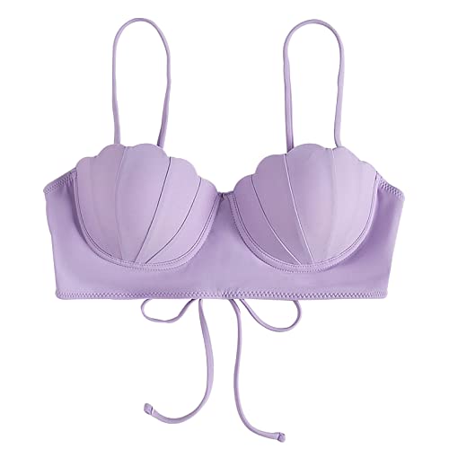 Tumhug Mermaid Tops for Women Seashell Bikini Top Mermaid Shell Top Purple Seashell Bra Swimsuit Bathing Suit Tops