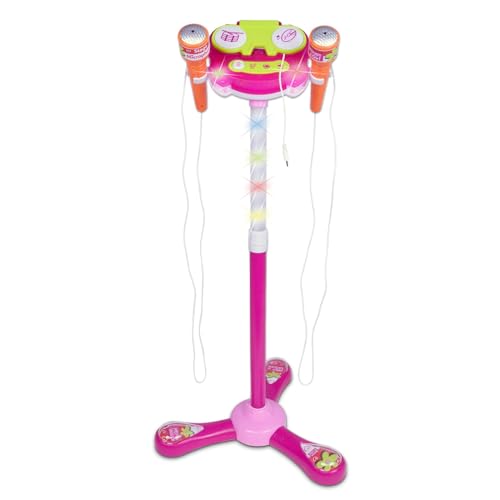 Bontempi-Twinstage Mic-Doppio Microfono Da Palcoscenico Con Connessione Mp3 Per Performance Strabilianti, Rosa, 360X360X890 Mm, Colore, 36 X 36 X 89 C