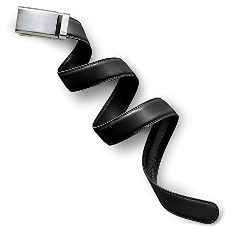 Mission Belt Men's Ratchet Belt - 35mm Alloy Buckle/Black Leather, Small (28-32) Cover