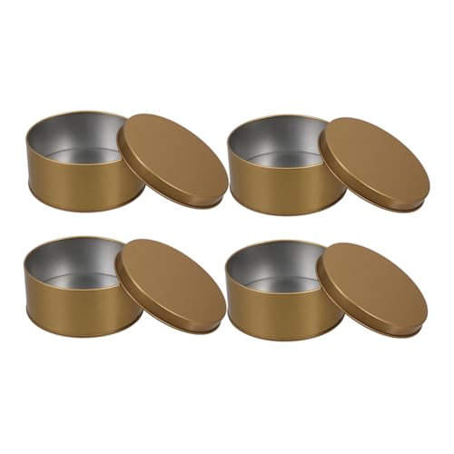 WEKADRIN Boîte De Rangement En Fer-blanc Grosse Taille Dorée Avec Couvercle Hermétique, Lot De 4 Boîtes à Biscuits Polyvalentes Pour Présents Et Organisation Maison